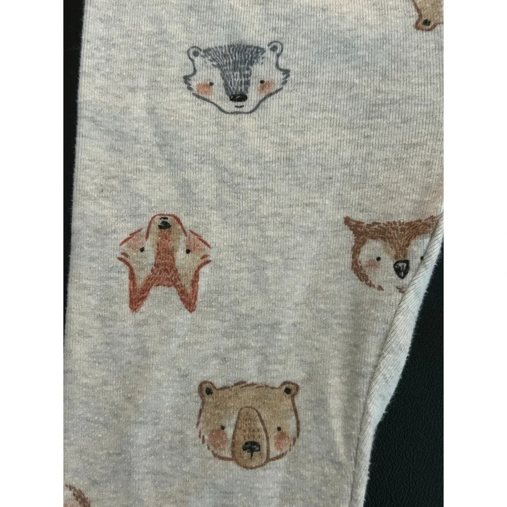 Carters Toddler 2T Pajama Pants Gray Forest Animal Fox Bear Leggings (1309)
